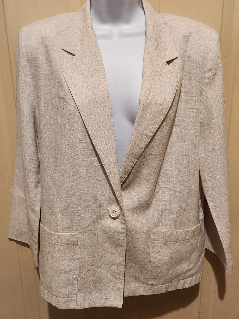 Sag Harbor Cream Single-Button Textured Blazer